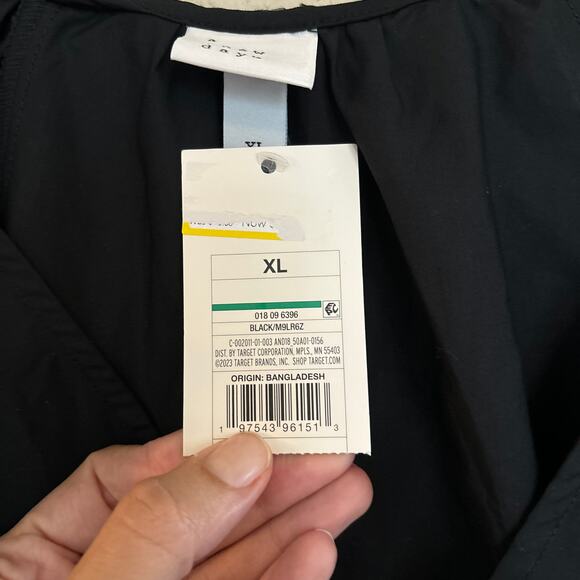 A New Day Women's XL Black Flutter Short Sleeve‎ Mini Poplin Dress Flowy - Picture 5 of 7